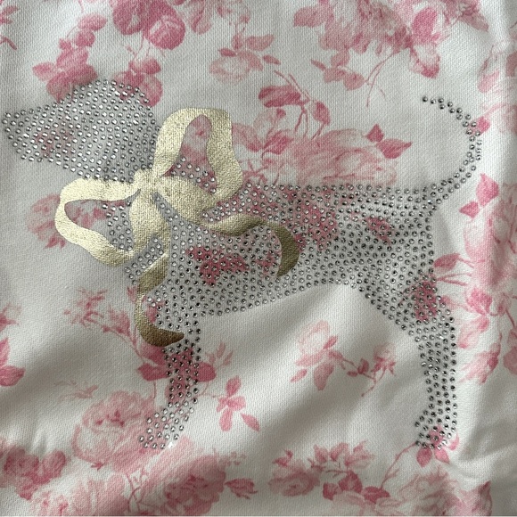 NWT 🌸PINK x LoveShackFancy🌸 Pink & White Oversized Signature Sweatshirt Size S - Picture 11 of 15